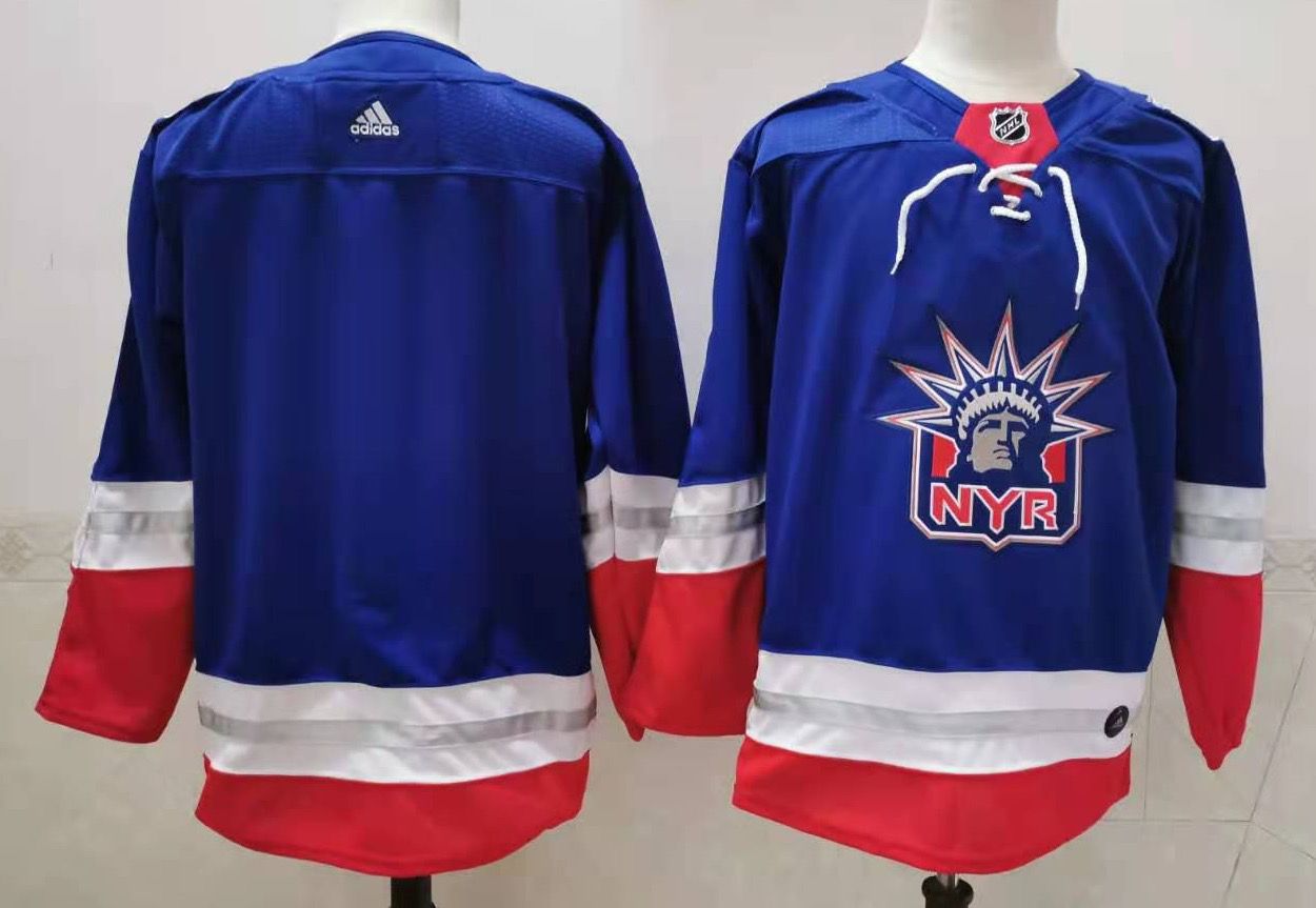 Men New York Rangers Blank Light Blue 2021 Retro Stitched NHL Jersey