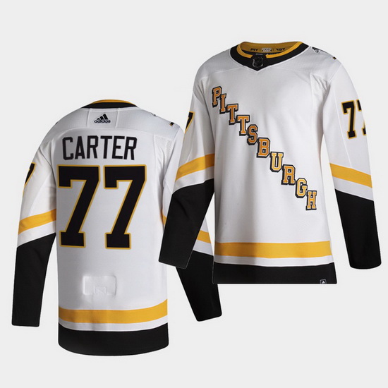 Men Pittsburgh Penguins 77 Jeff Carter 2021 Reverse Retro White 