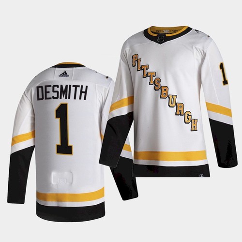 Pittsburgh Penguins 1 Casey DeSmith White 2021 Reverse Retro Jer