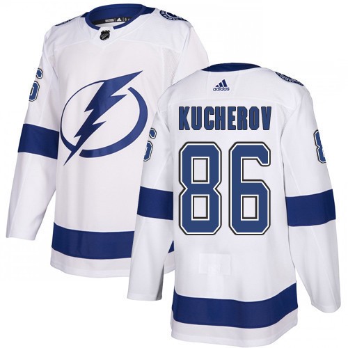 Men Adidas Tampa Bay Lightning 86 Nikita Kucherov Authentic White Home NHL Jersey