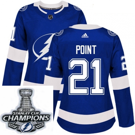 Women Adidas Tampa Bay Lightning 21 Brayden Point Authentic Royal Blue Home NHL Stitched 2021 Stanle