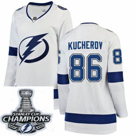 Women Adidas Tampa Bay Lightning 86 Nikita Kucherov Authentic White Home NHL Stitched 2021 Stanley C