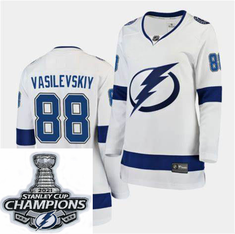 Women Adidas Tampa Bay Lightning 88 Andrei Vasilevskiy Premier White Home NHL Stitched 2021 Stanley 