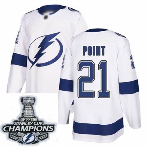 Men Adidas Tampa Bay Lightning 21 Brayden Point Authentic White Home NHL Stitched 2021 Stanley Cup C