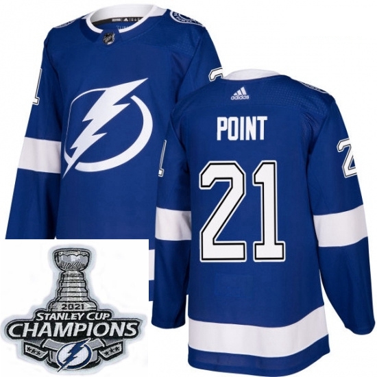 Men Adidas Tampa Bay Lightning 21 Brayden Point Premier Royal Blue Home NHL Stitched 2021 Stanley Cu