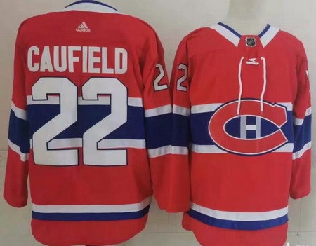 Men Montreal Canadiens 22 Cole Caufield Red Stitched NHL Jersey