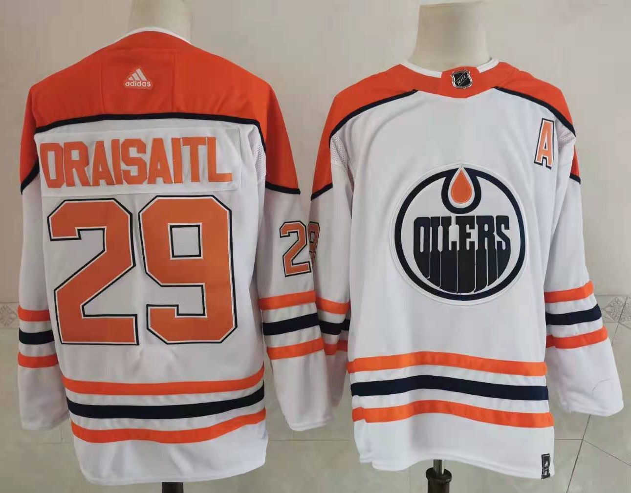 Oilers 29 Leon Draisaitl White 2020 21 Reverse Retro Adidas Jersey