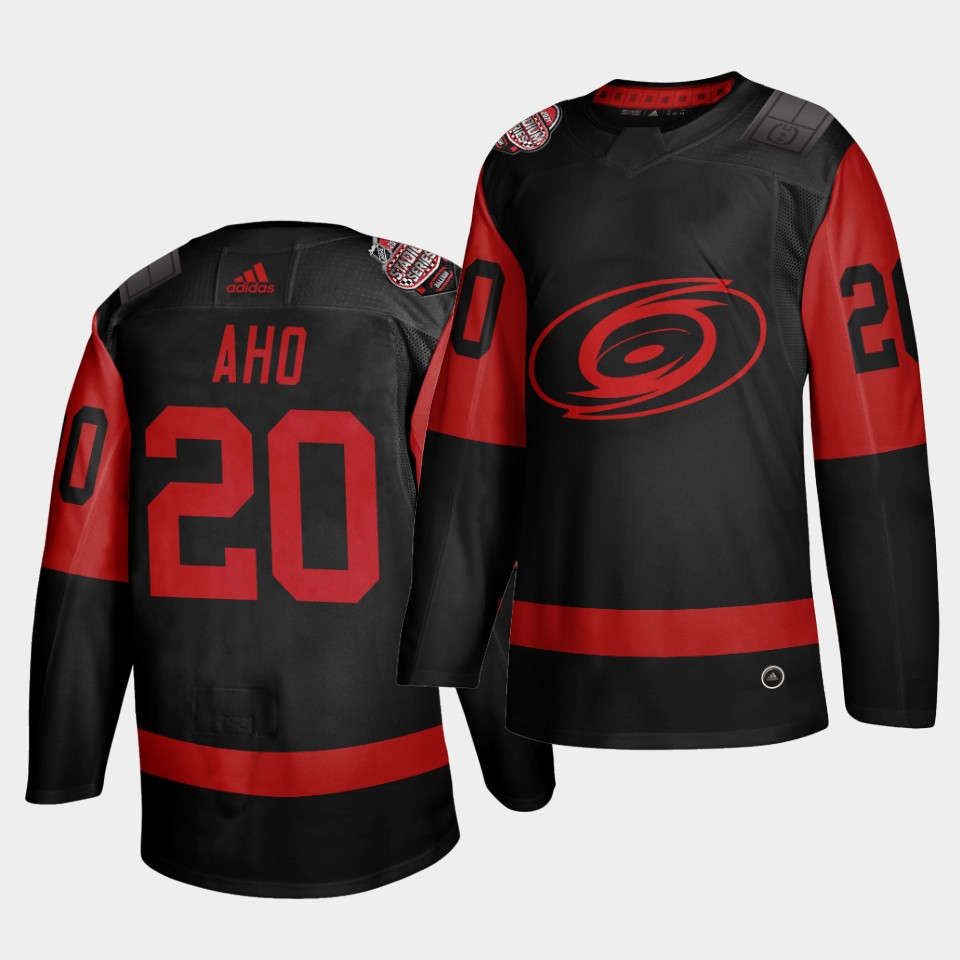 Carolina Hurricanes 20 Sebastian Aho Black Men 2021 Stadium Seri