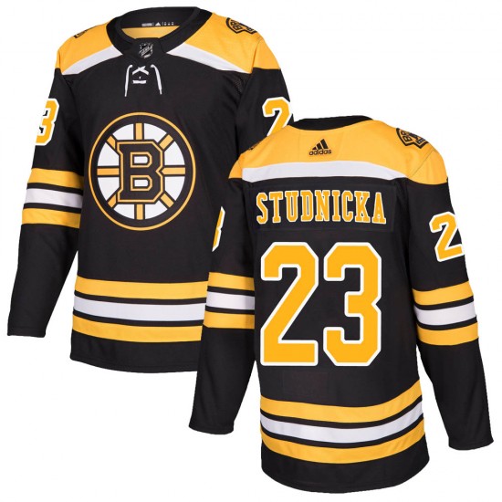 Men Boston Bruins Jack Studnicka Adidas Authentic Home Jersey Bl