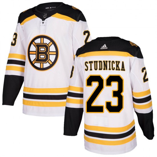 Youth Boston Bruins Jack Studnicka Adidas Authentic Away Jersey 