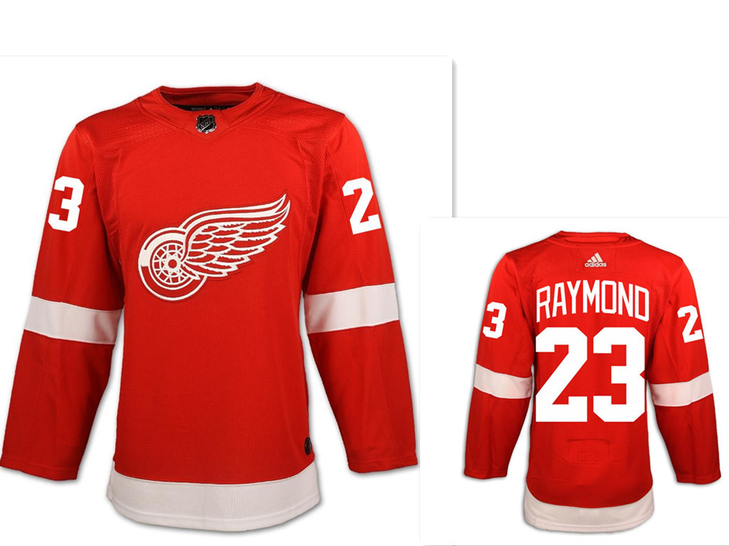 Men Detroit Red Wings 23 Lucas Raymond Red Home Hockey Stitched 