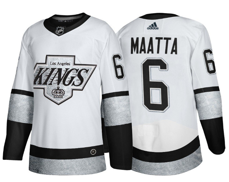 Men Los Angeles Kings 6 Olli Maatta White Throwback Stitched Jersey