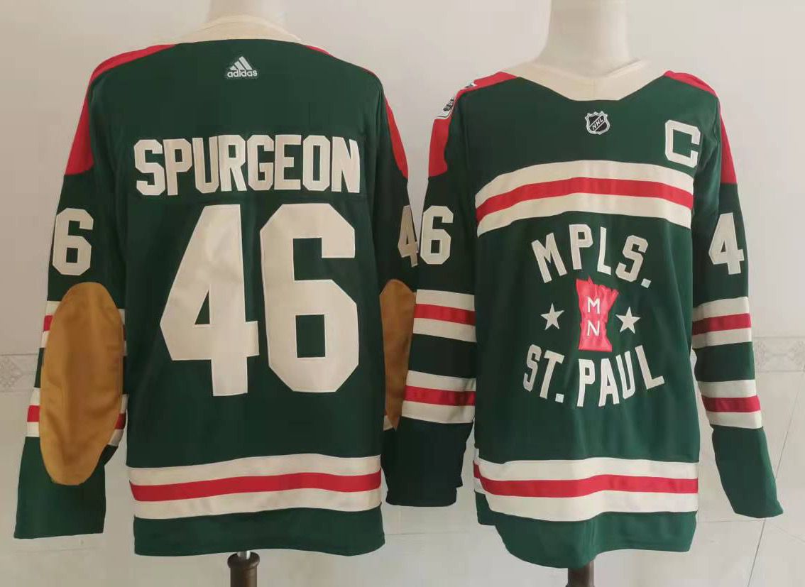 Men Minnesota Wild 46 Jared Spurgeon Green 2022 Winter Classic Adidas Stitched NHL Jersey