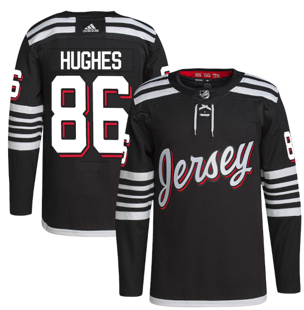 Men New Jersey Devils 86 Jack Hughes 2021 2022 Black Stitched Je