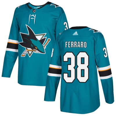 Men San Jose Sharks 38 Mario Ferraro Adidas Home Authentic Teal 