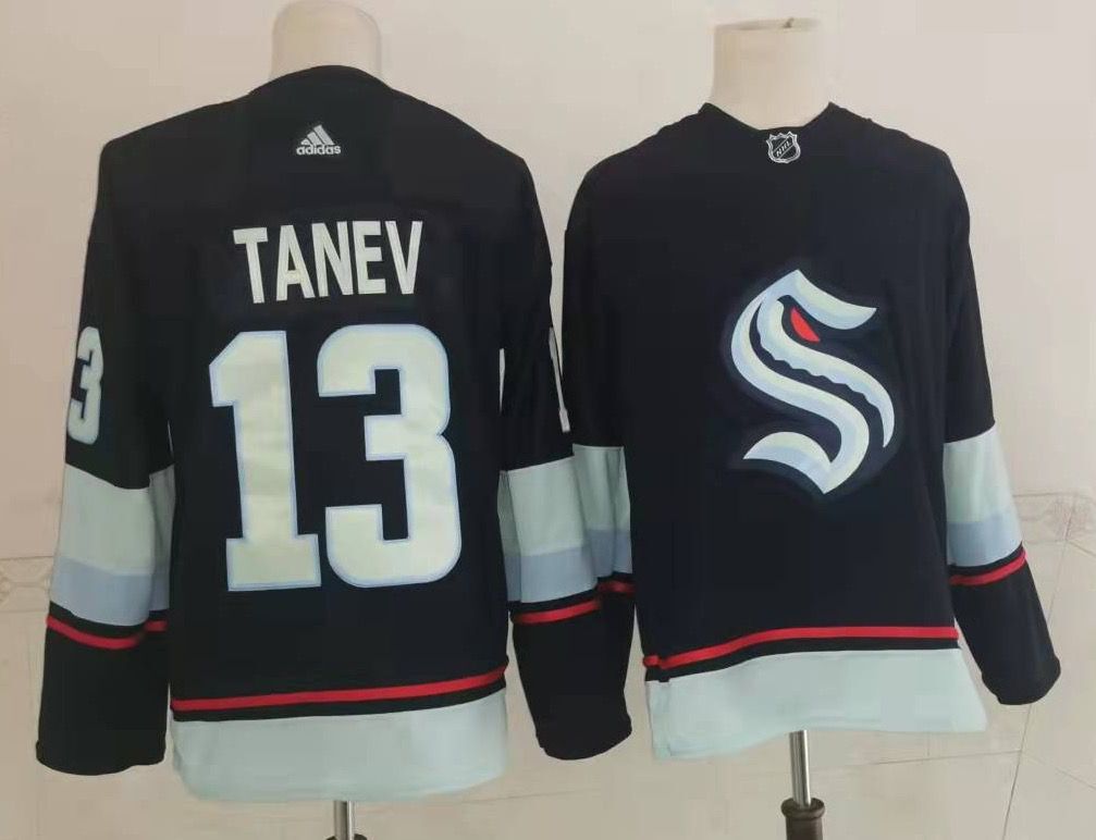 Men Seattle Kraken 13 Brandon Tanev Navy Blue Adidas Stitched NHL Jersey