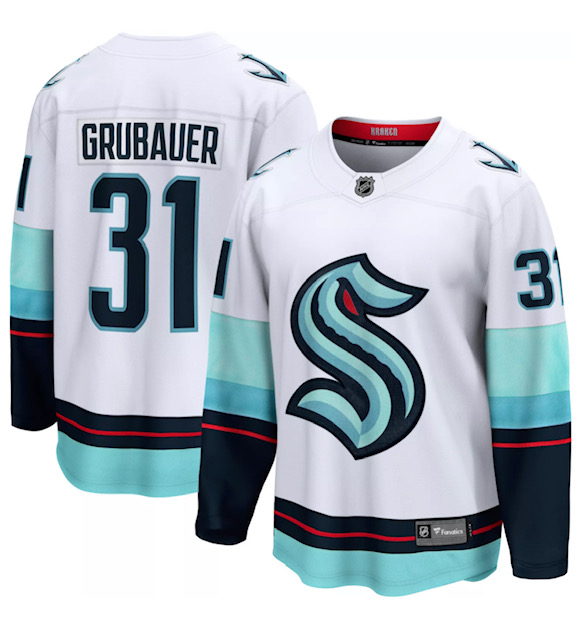 Men Seattle Kraken 31 Paul Grubauer White Adidas Stitched NHL Jersey