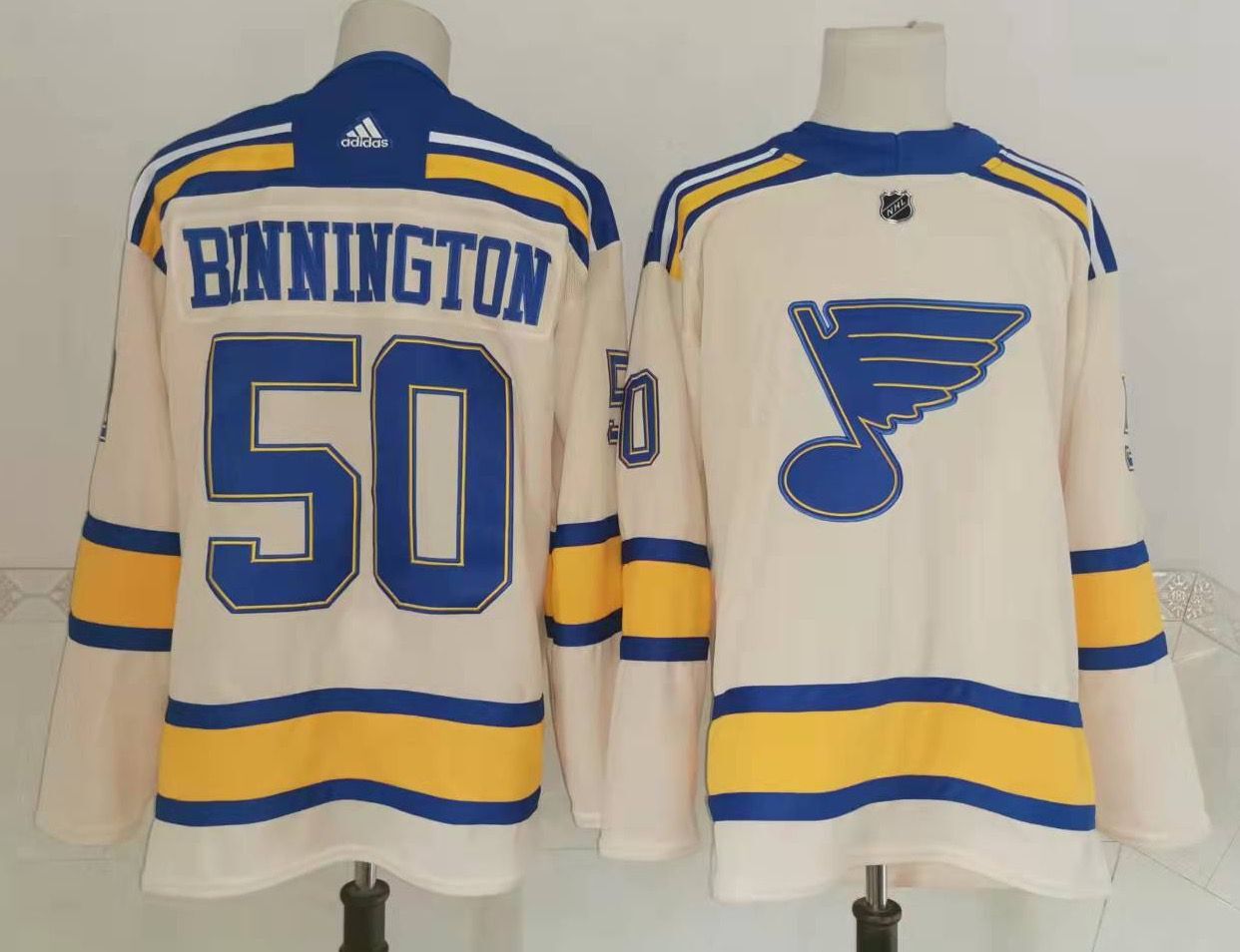 Men St Louis Blues 50 Jordan Binnington Cream 2022 Winter Classic Authentic Jersey