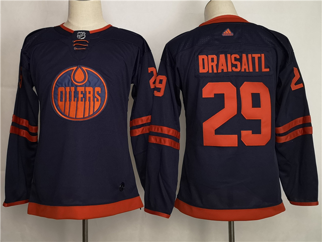 Women Adidas Edmonton Oilers #29 Leon Draisaitl Navy 50th Annive