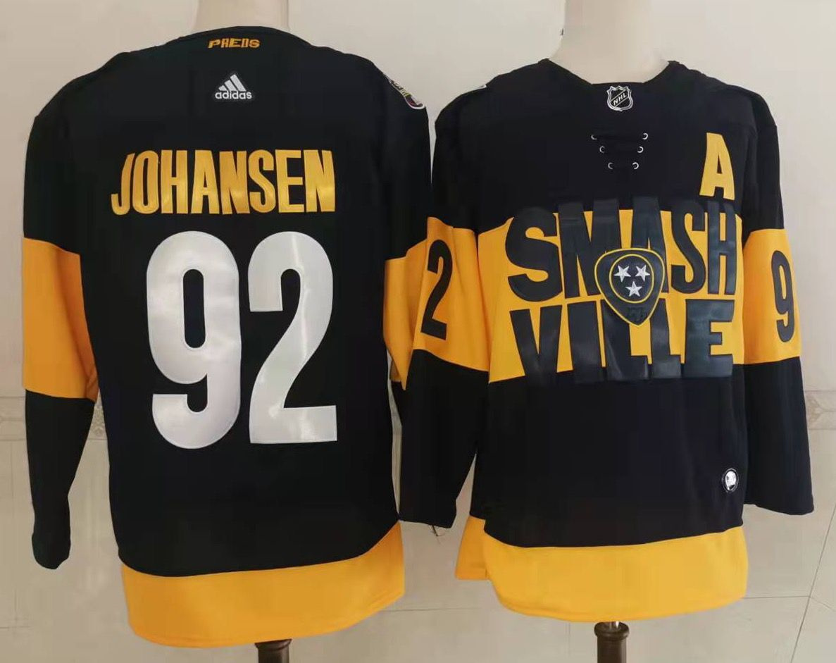 Men Nashville Predators 92 Ryan Johansen Black 2022 Stadium Series adidas Stitched NHL Jersey