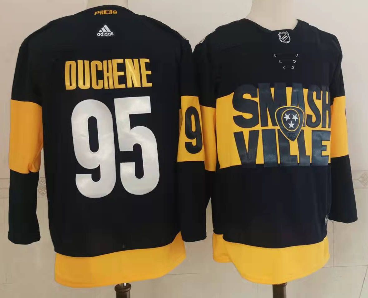 Men Nashville Predators 95 Matt Duchene Black 2022 Stadium Series adidas Stitched NHL Jersey