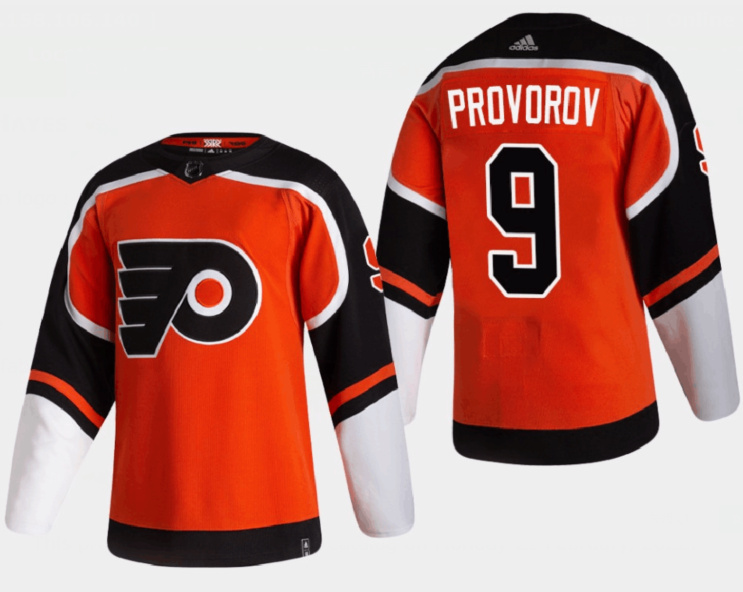 Men Philadelphia Flyers 9 Ivan Provorov Orange Reverse Retro Stitched NHL Jersey