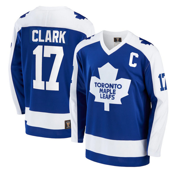 Men Toronto Maple Leafs 17 Wendel Clark Blue Stitched Jersey