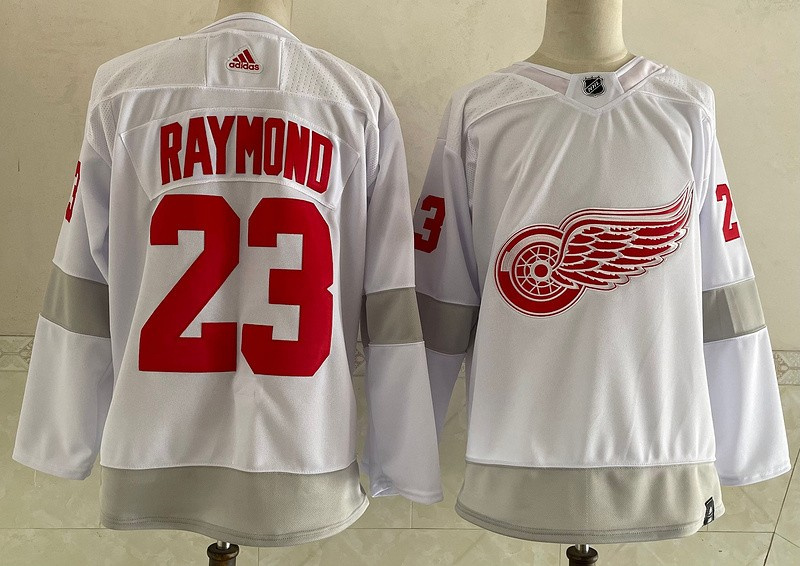 Red Wings 23 Lucas Raymond White 2020 21 Reverse Retro Adidas Jersey