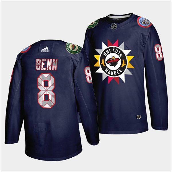 Men Minnesota Wild 8 Jordie Benn 2021 22 Navy Native American He