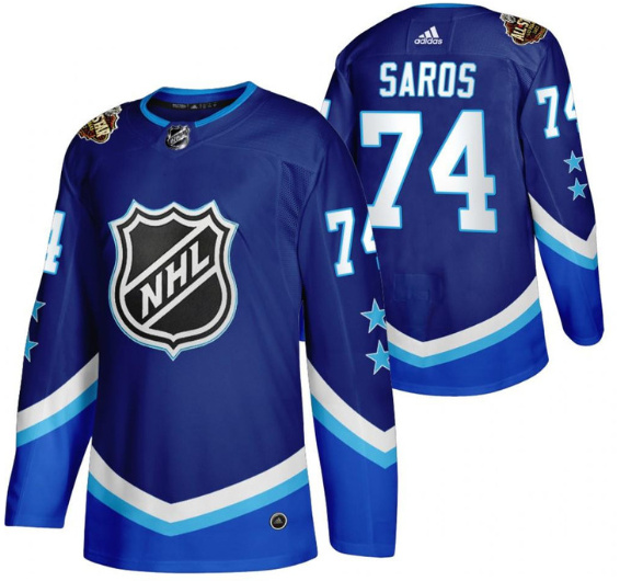 Men Nashville Predators 74 Juuse Saros 2022 All Star Blue Stitched Jersey