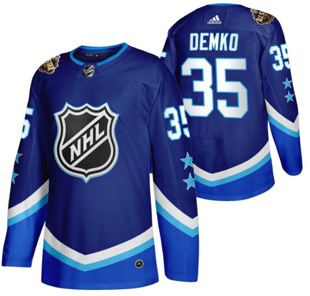 Men Vancouver Canucks 35 Thatcher Demko 2022 All Star Blue Stitched Jersey