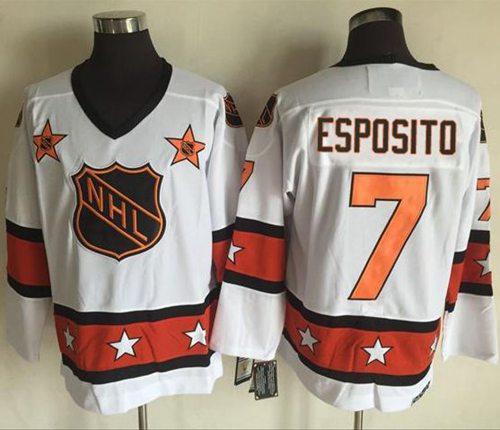 1972-81 NHL All-Star #7 Phil Esposito White CCM Throwback Stitch