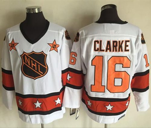 1972-81 NHL All-Star #16 Bobby Clarke White CCM Throwback Stitch