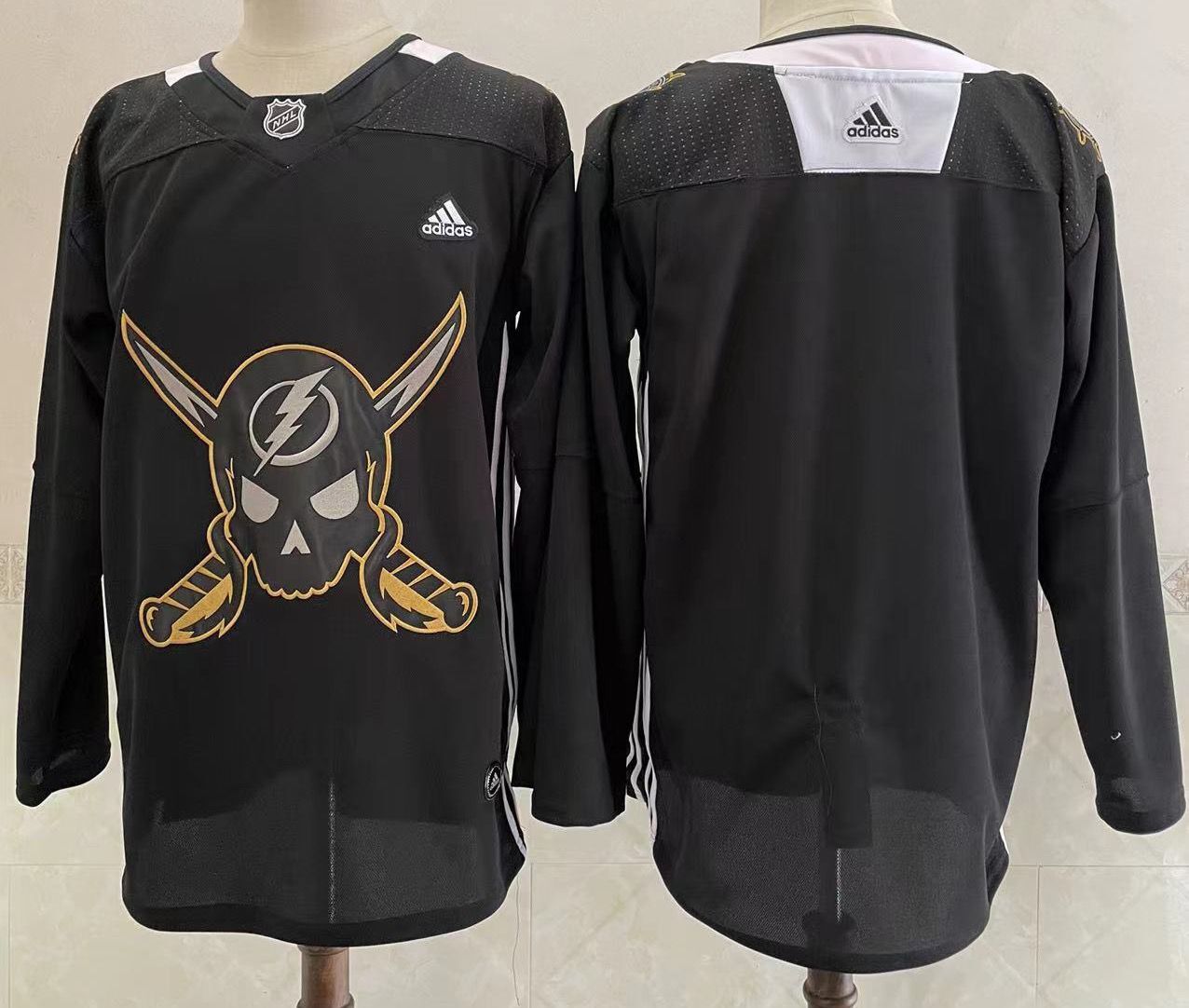 Men's Tampa Bay Lightning Blank Black Pirate Themed Warmup Authe