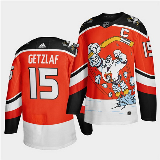 Men Anaheim Ducks 15 Ryan Getzlaf 2020 21 Orange Reverse Retro S