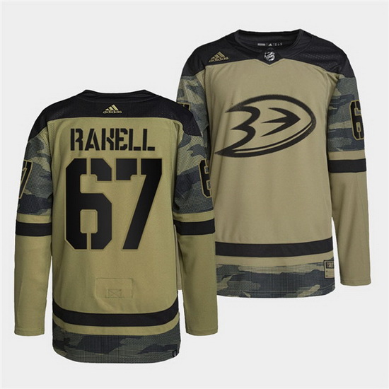 Men Anaheim Ducks 67 Rickard Rakell 2022 Camo Military Appreciat