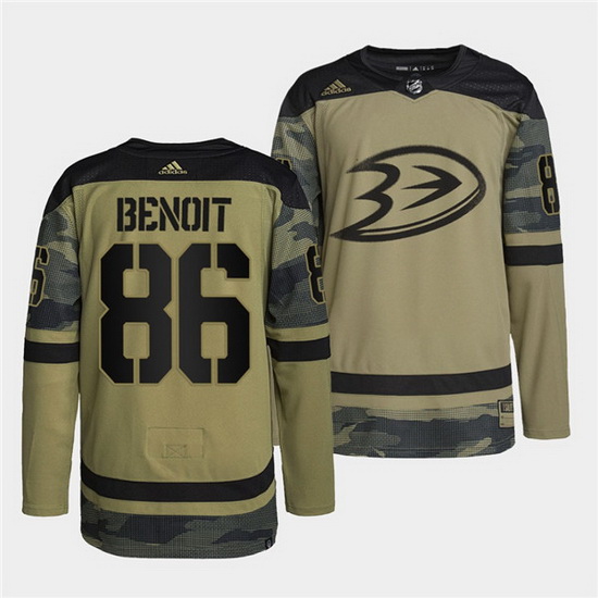 Men Anaheim Ducks 86 Simon Benoit 2022 Camo Military Appreciatio