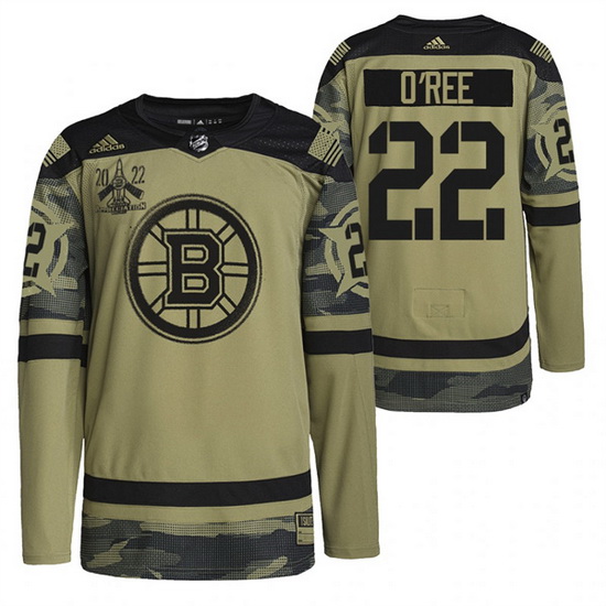 Men Boston Bruins 22 Willie O 27Ree 2022 Camo Military Appreciation Night Stitched jersey