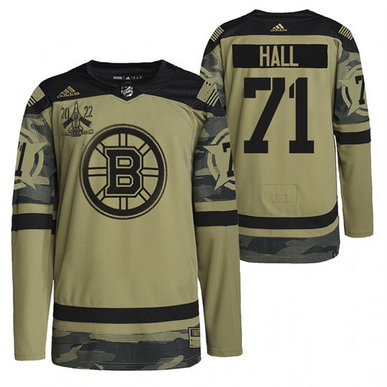 Men Boston Bruins 71 Taylor Hall 2022 Camo Military Appreciation
