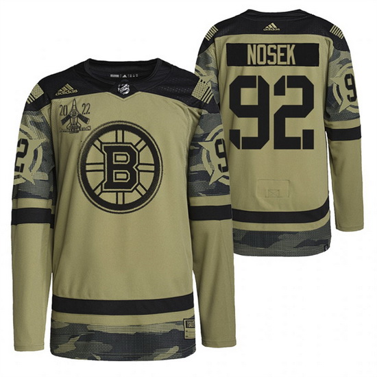 Men Boston Bruins 92 Tomas Nosek 2022 Camo Military Appreciation Night Stitched jersey