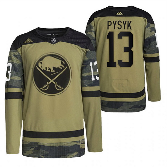 Men Buffalo Sabres 13 Mark Pysyk 2022 Camo Military Appreciation Night Stitched jersey