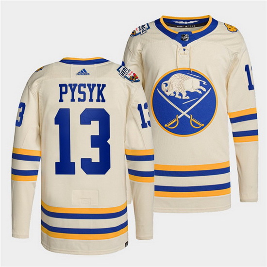 Men Buffalo Sabres 13 Mark Pysyk 2022 Cream Heritage Classic Sti