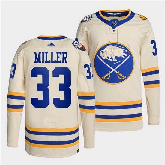 Men Buffalo Sabres 33 Colin Miller 2022 Cream Heritage Classic Stitched jersey