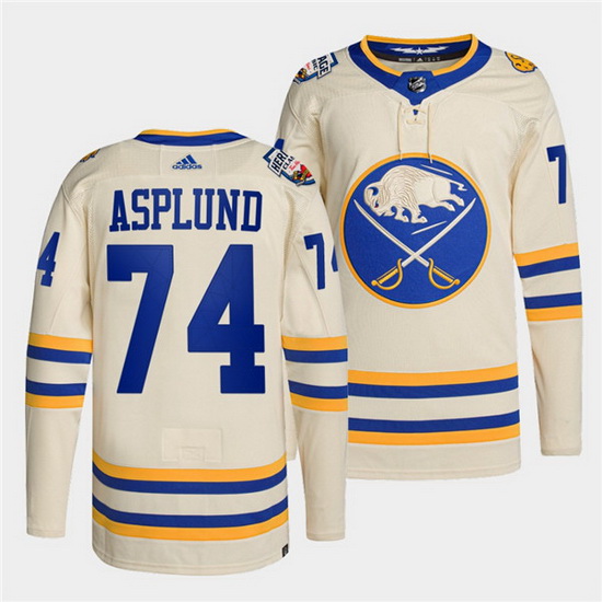 Men Buffalo Sabres 74 Rasmus Asplund 2022 Cream Heritage Classic