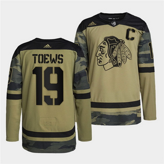 Men Chicago Blackhawks 19 Jonathan Toews 2022 Camo Military Appr