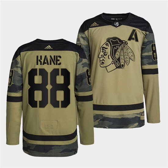 Men Chicago Blackhawks 88 Patrick Kane 2022 Camo Military Apprec