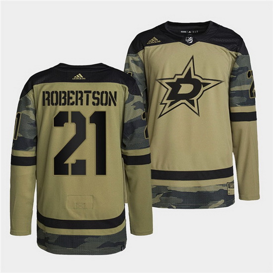 Men Dallas Stars 21 Jason Robertson 2022 Camo Military Appreciat