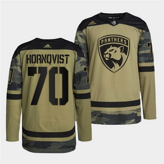 Men Florida Panthers 70 Patric Hornqvist 2022 Camo Military Appr