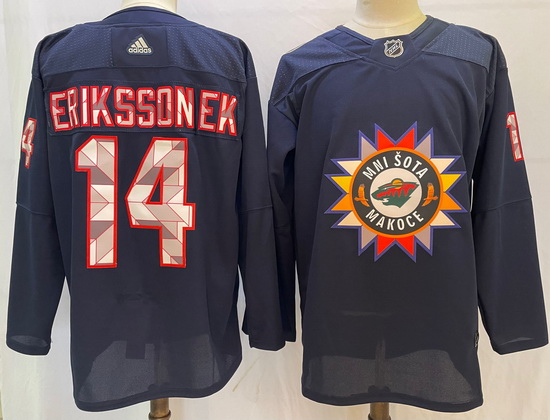 Men Minnesota Wild 14 Joel Eriksson Ek Navy 2022 Adidas jersey