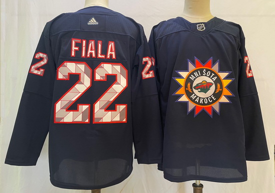 Men Minnesota Wild 22 Kevin Fiala Navy 2022 Adidas jersey